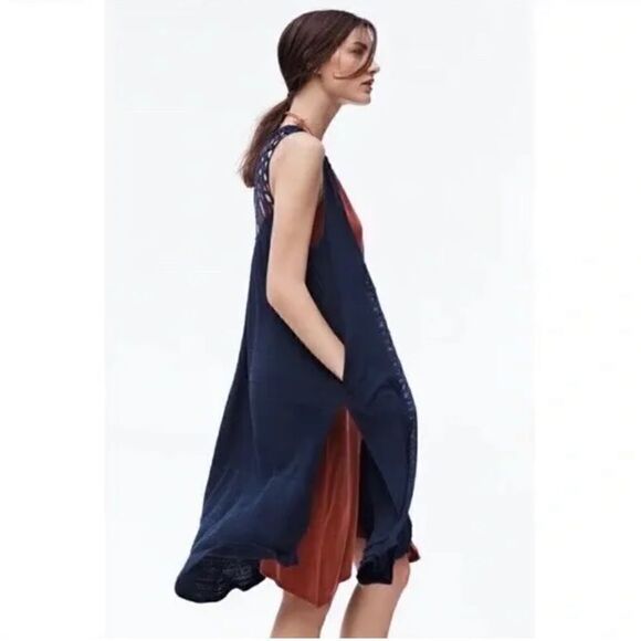 Saturday Sunday blue macrame duster best/cardigan - Picture 2 of 6